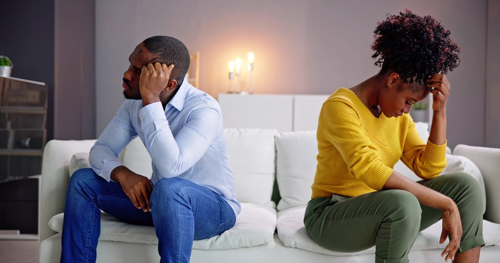 Shows a couple upset. Represents how cognitive behavioral therapy florida and cognitive behavioral therapy in coconut creek, fl can help you transform your anxious thoughts.